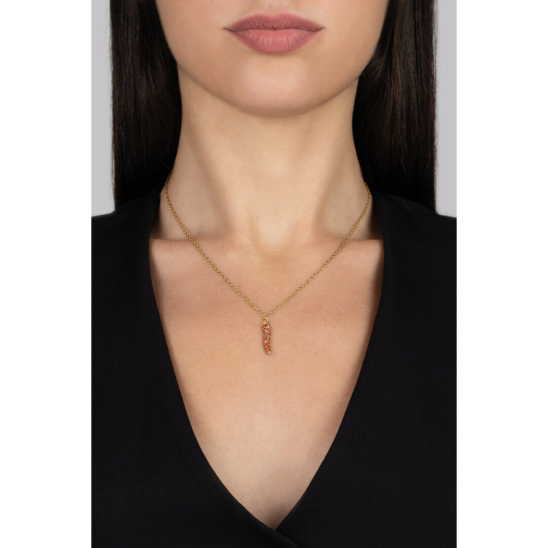 LUCKY CHARMS collana con pendente corno portafortuna con pietre - immagine 2