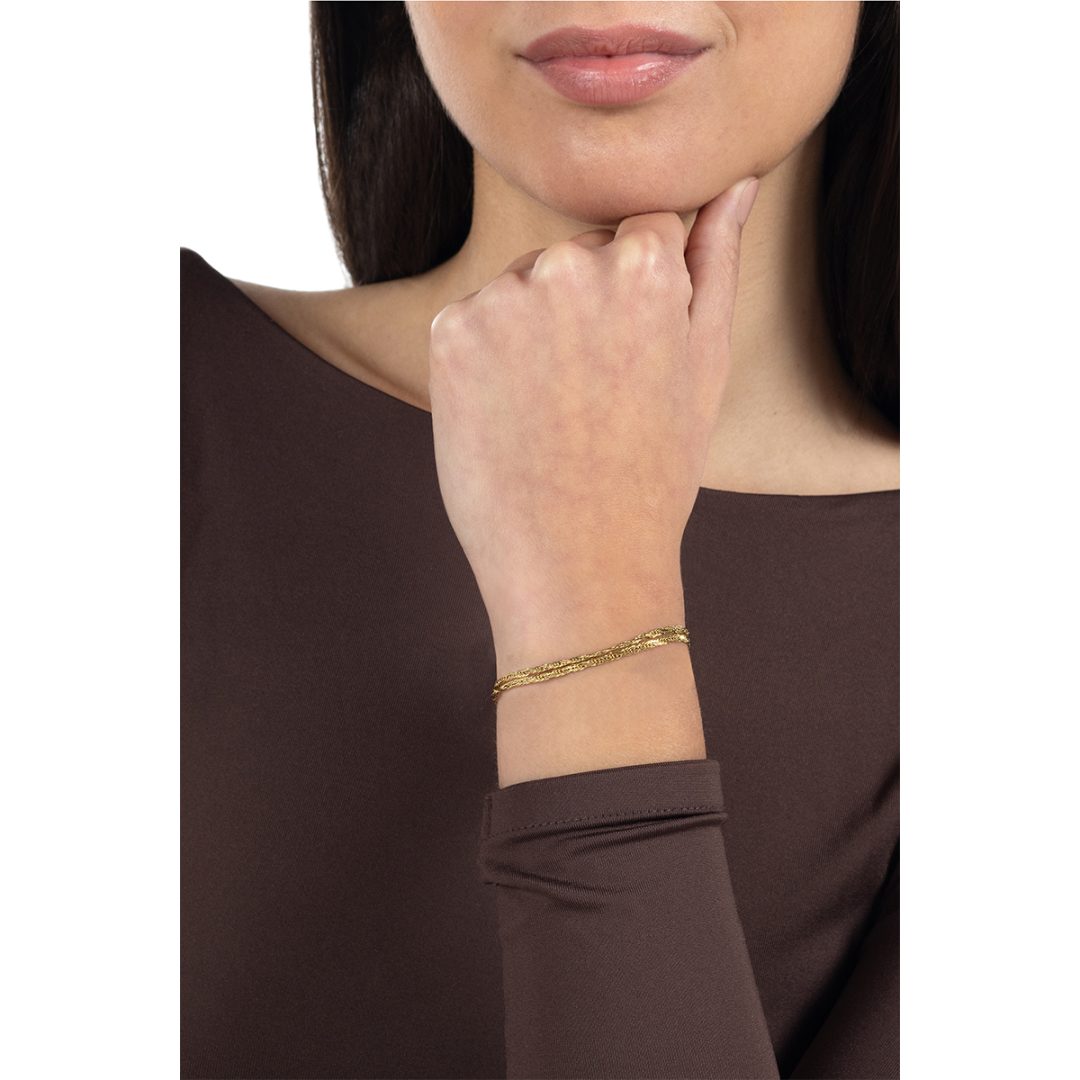 MULTILINE double chain bracelet in polished steel - Image 2
