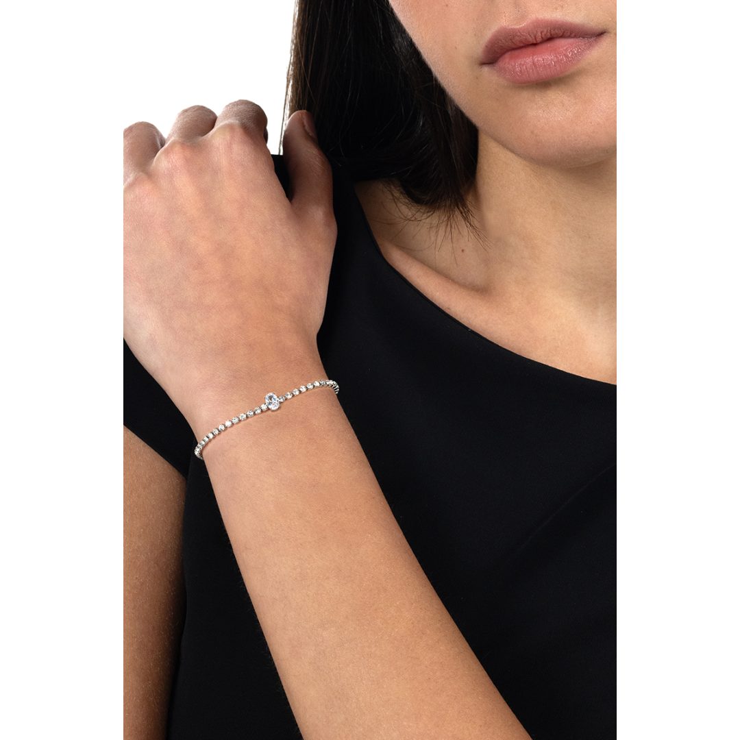 GLIMMER bracciale tennis 2 mm con pietra centrale - immagine 2