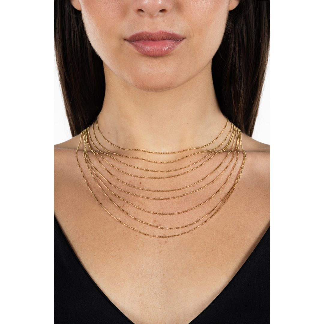 MULTILINE multi-strand necklace in polished steel - Image 2