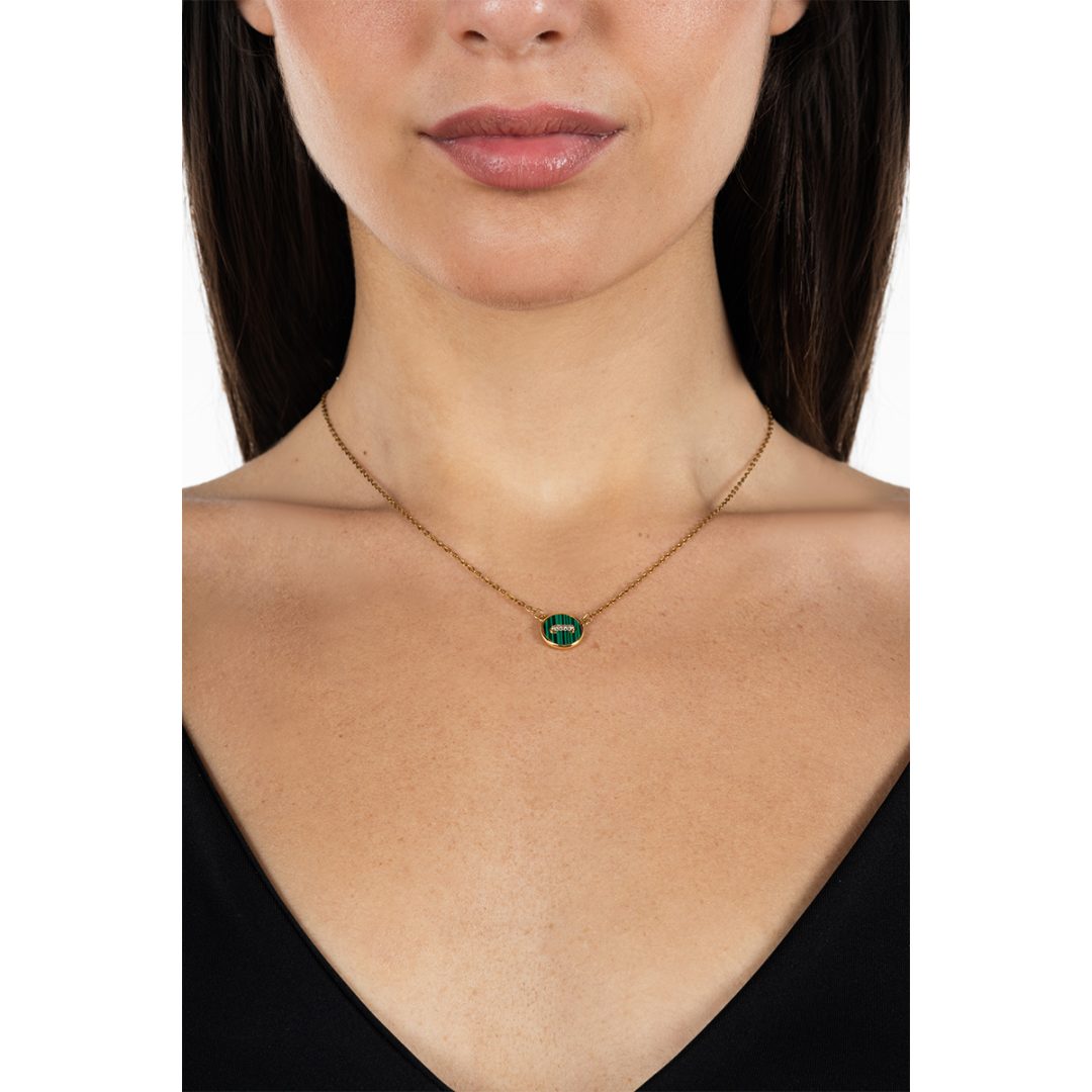 DOT necklace with button charm with enamel and crystals - Image 2