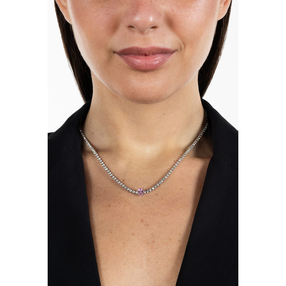 GLIMMER collana tennis 2 mm con pietra centrale - immagine 2