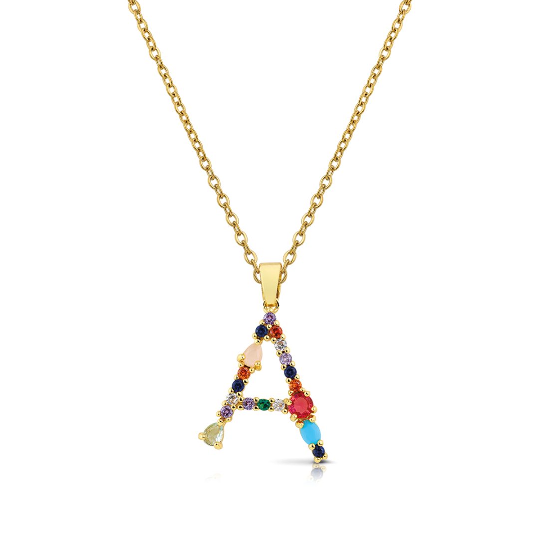 ALPHACOLOR collana con pendente a forma di lettera