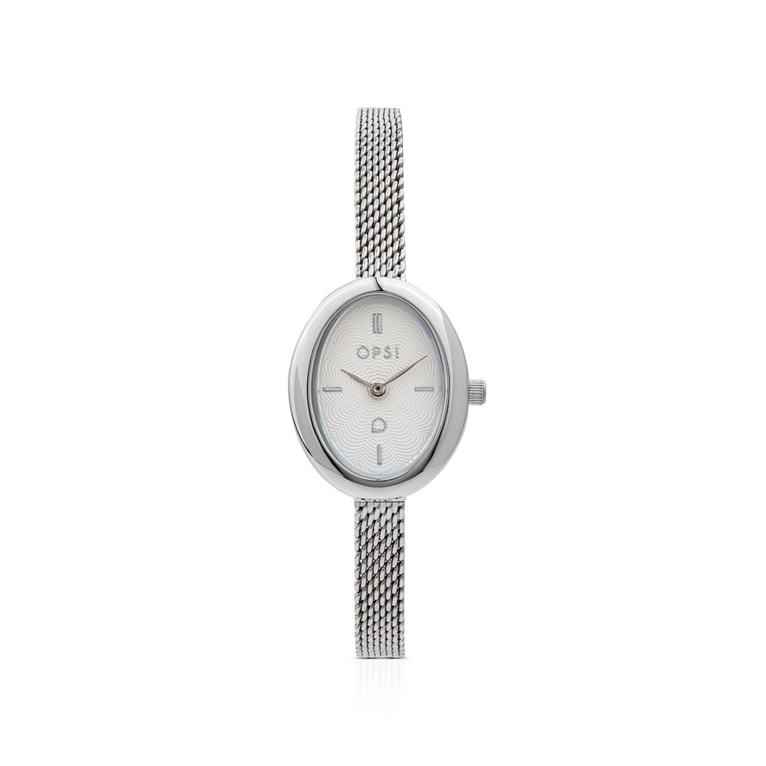 OVALIS watch with a metal case and metal mesh bracelet - Image 3