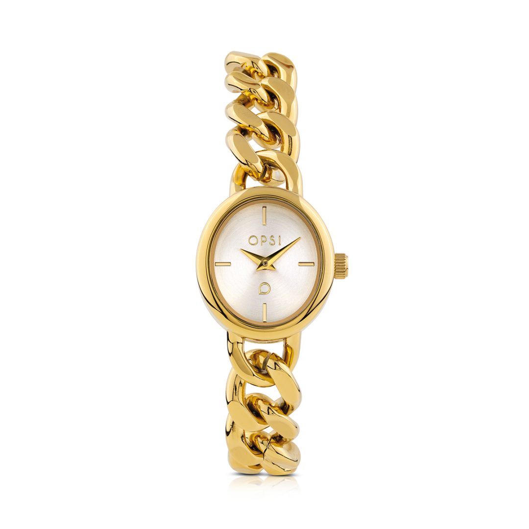ROUND CHAIN ​​watch with metal case and chain bracelet