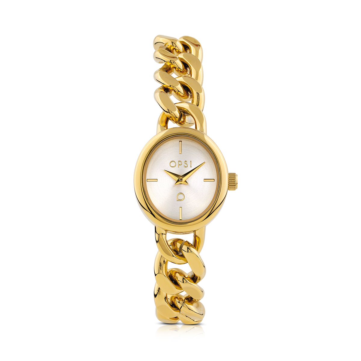 ROUND CHAIN ​​watch with metal case and chain bracelet