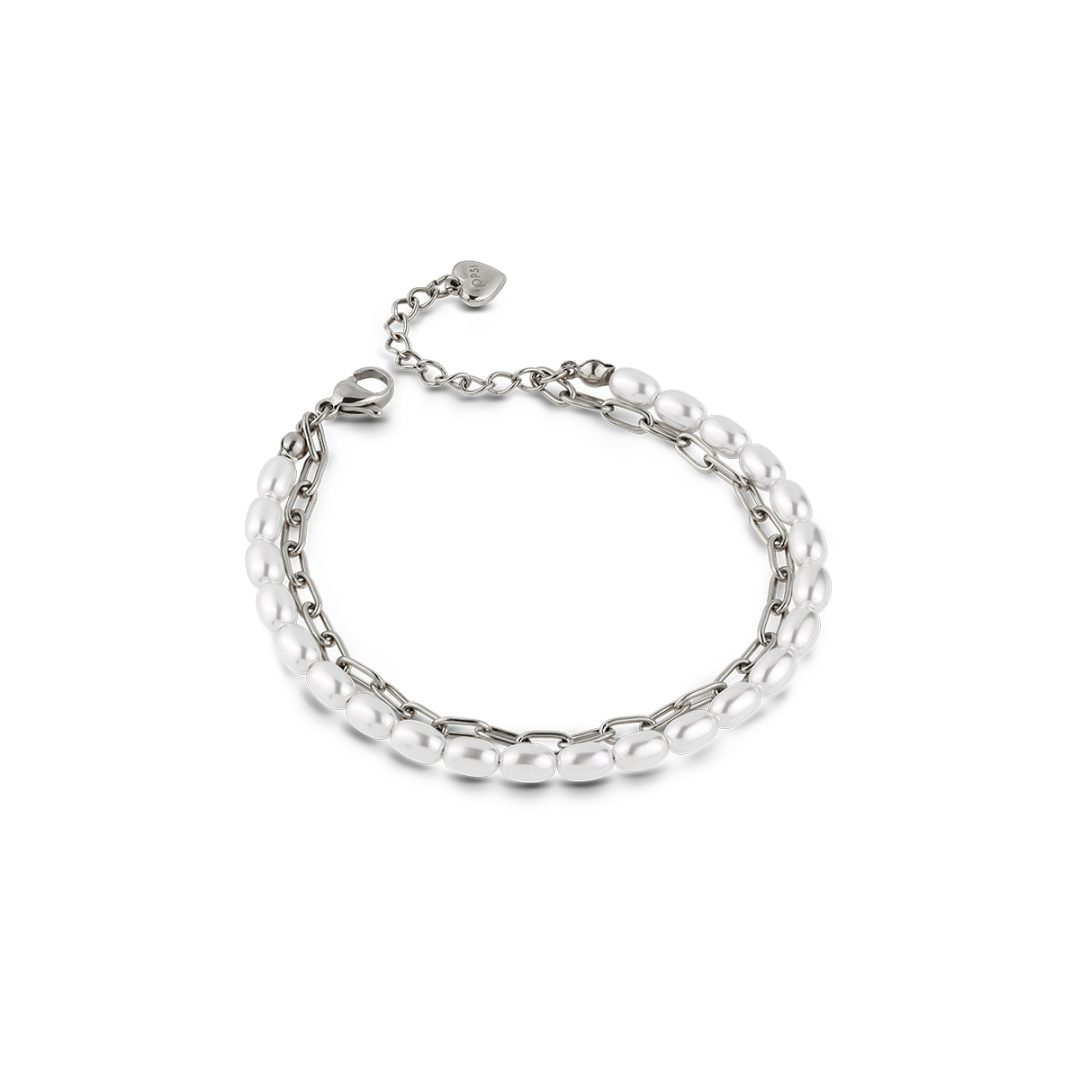 PURE PEARL bracciale perle bianche con catena - immagine 3