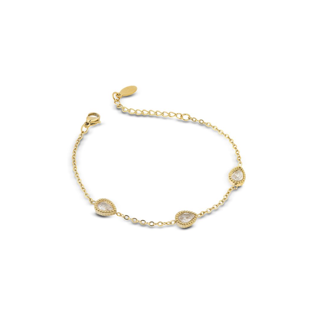 ARIEL bracciale catena con dettaglio goccia con cristalli