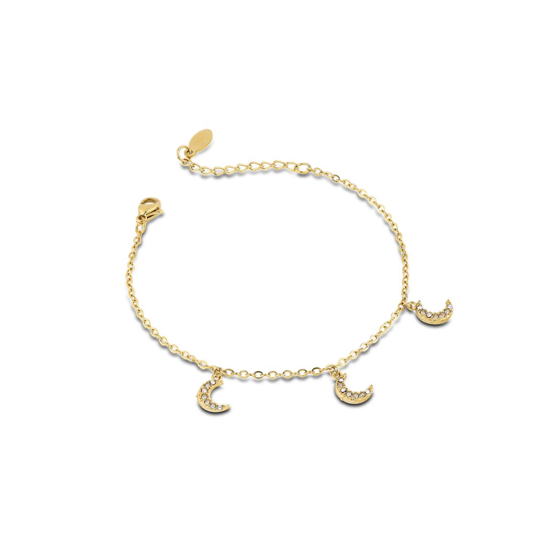 ARIEL bracciale catena con pendenti luna con cristalli