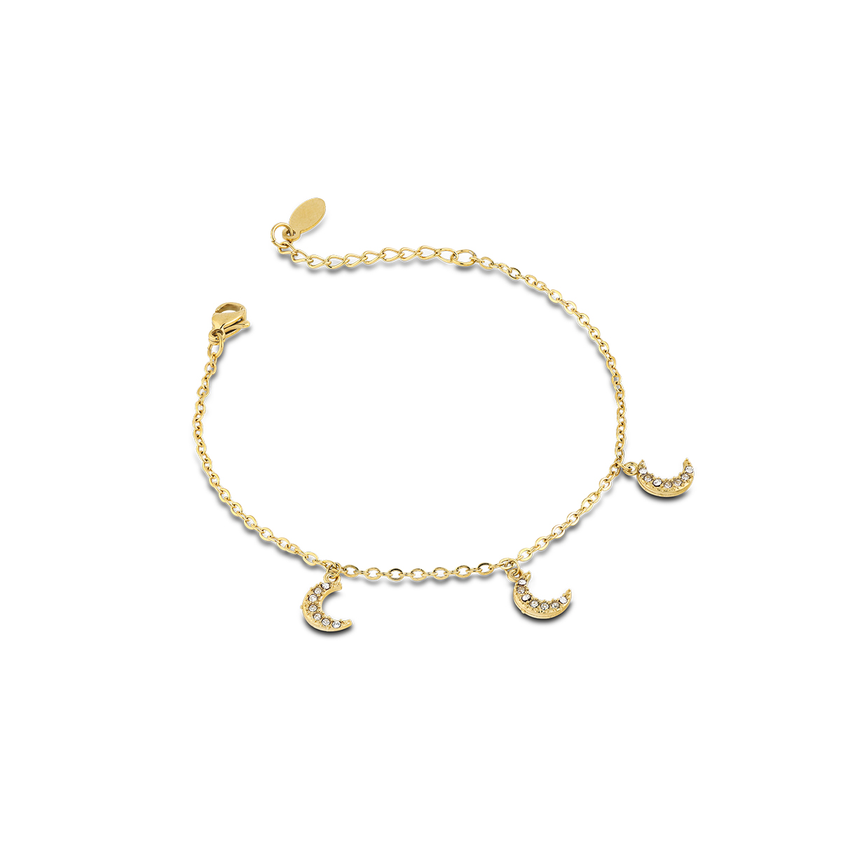ARIEL bracciale catena con pendenti luna con cristalli
