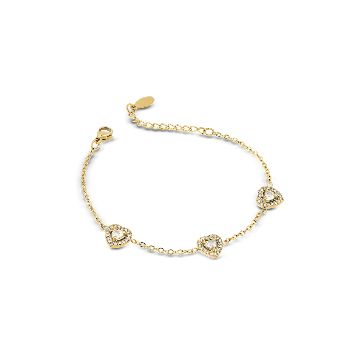 ARIEL bracciale catena con dettagli cuore con cristalli
