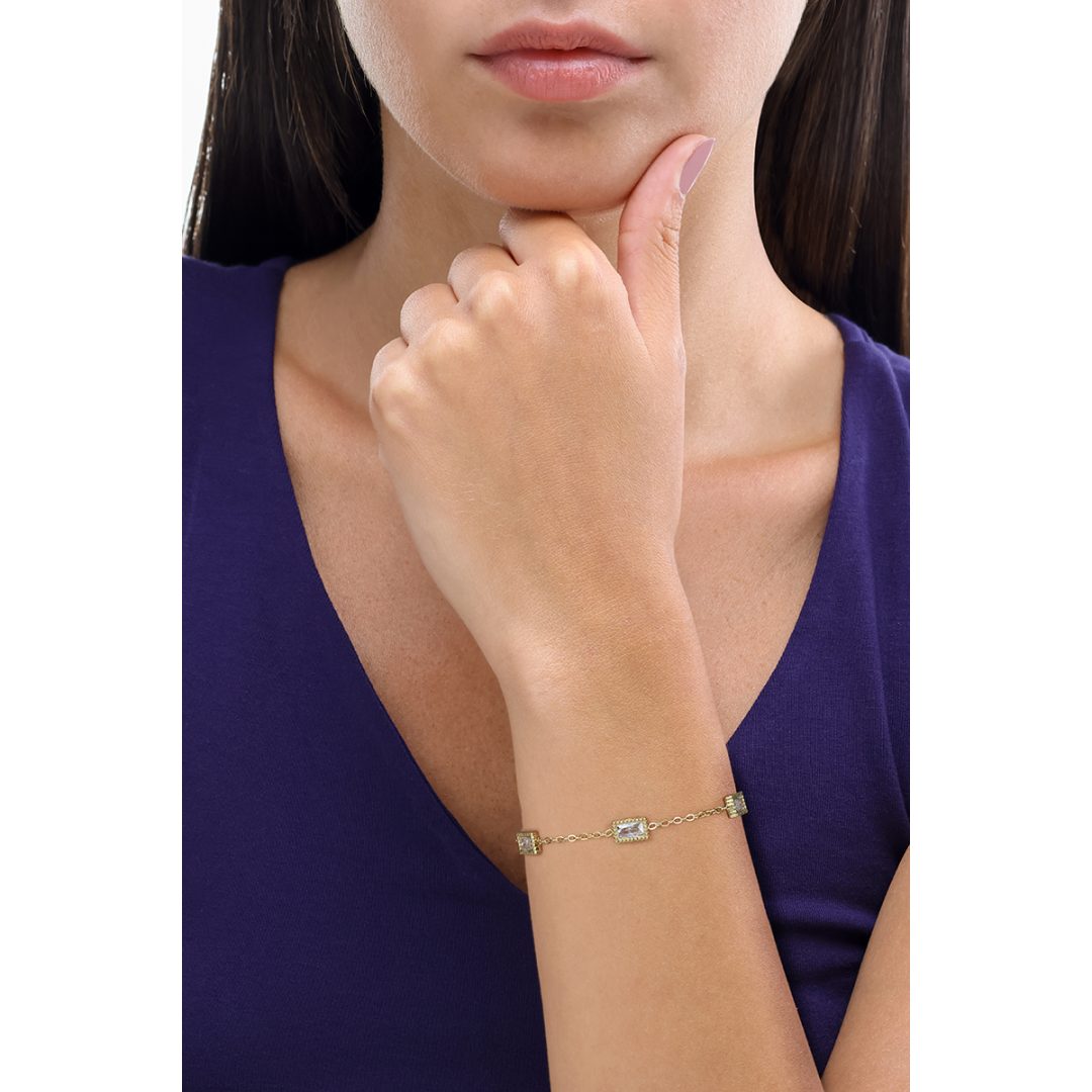 ARIEL bracciale catena con dettagli rettangolo con cristalli - immagine 2