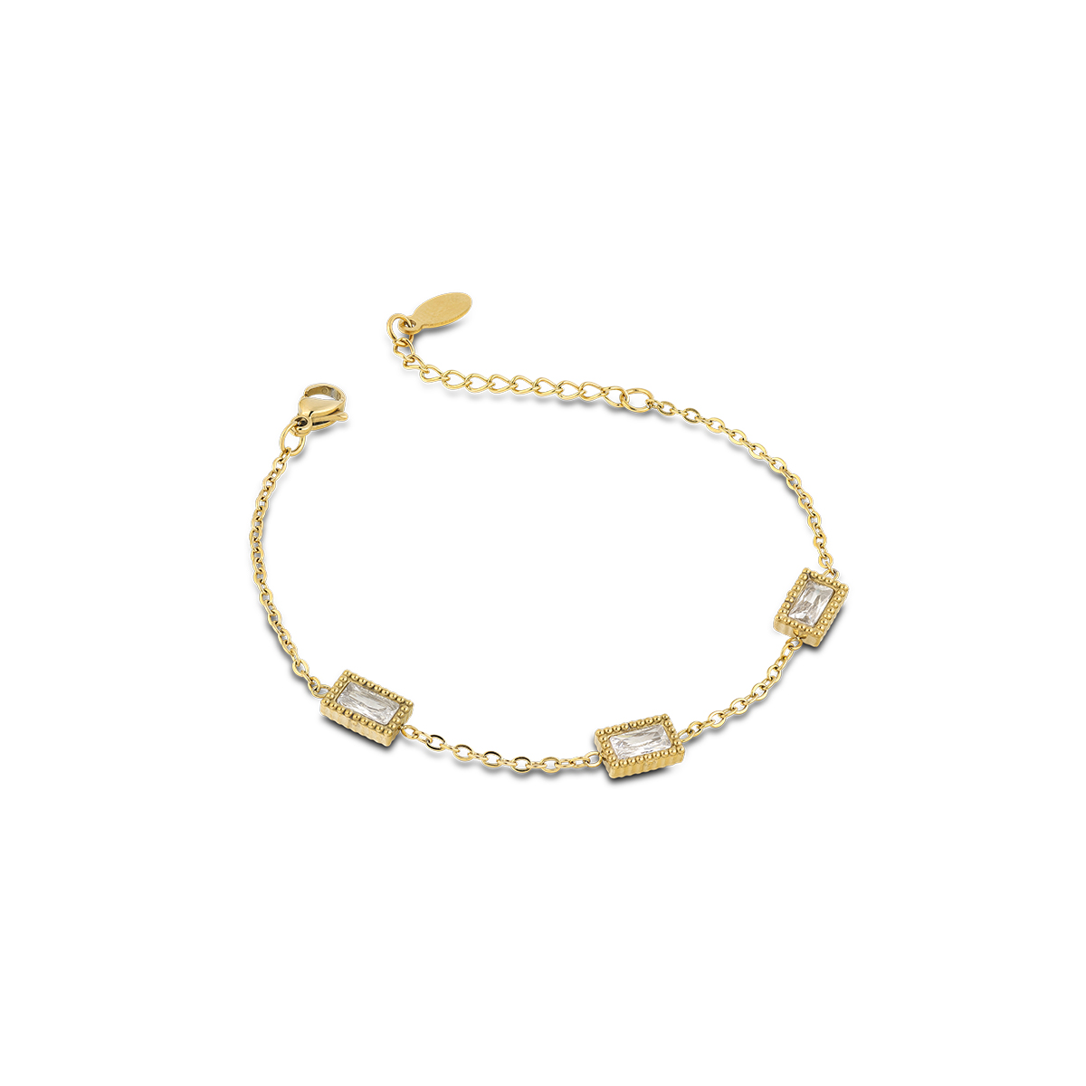 ARIEL bracciale catena con dettagli rettangolo con cristalli
