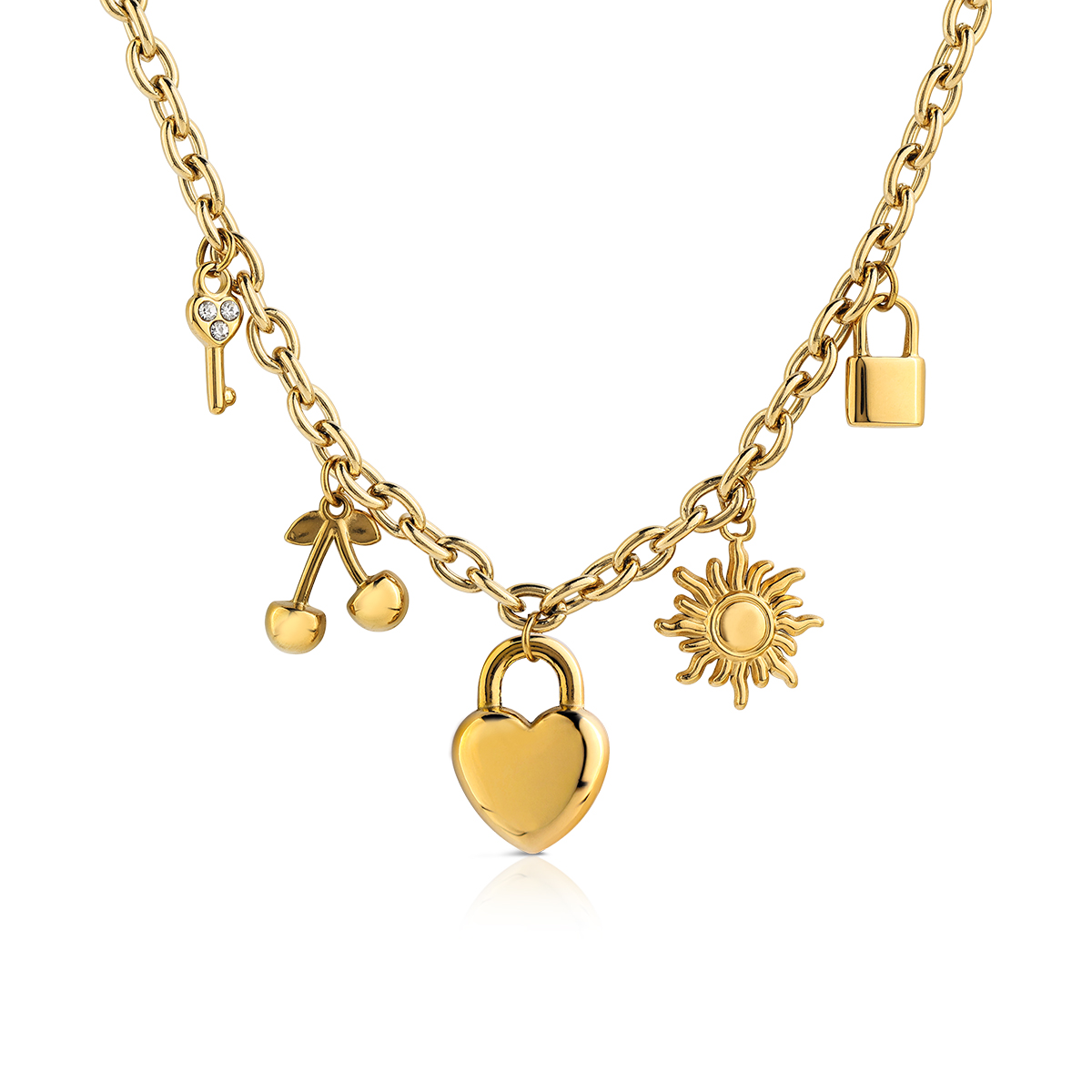 MY SIMBOLS five charm necklace hearts