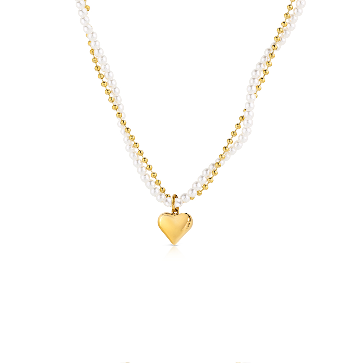PURE PEARL white pearl necklace with pendant heart