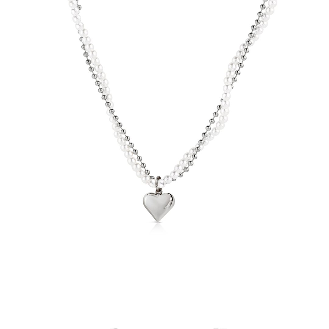 PURE PEARL collana perle bianche con pendente cuore - immagine 3