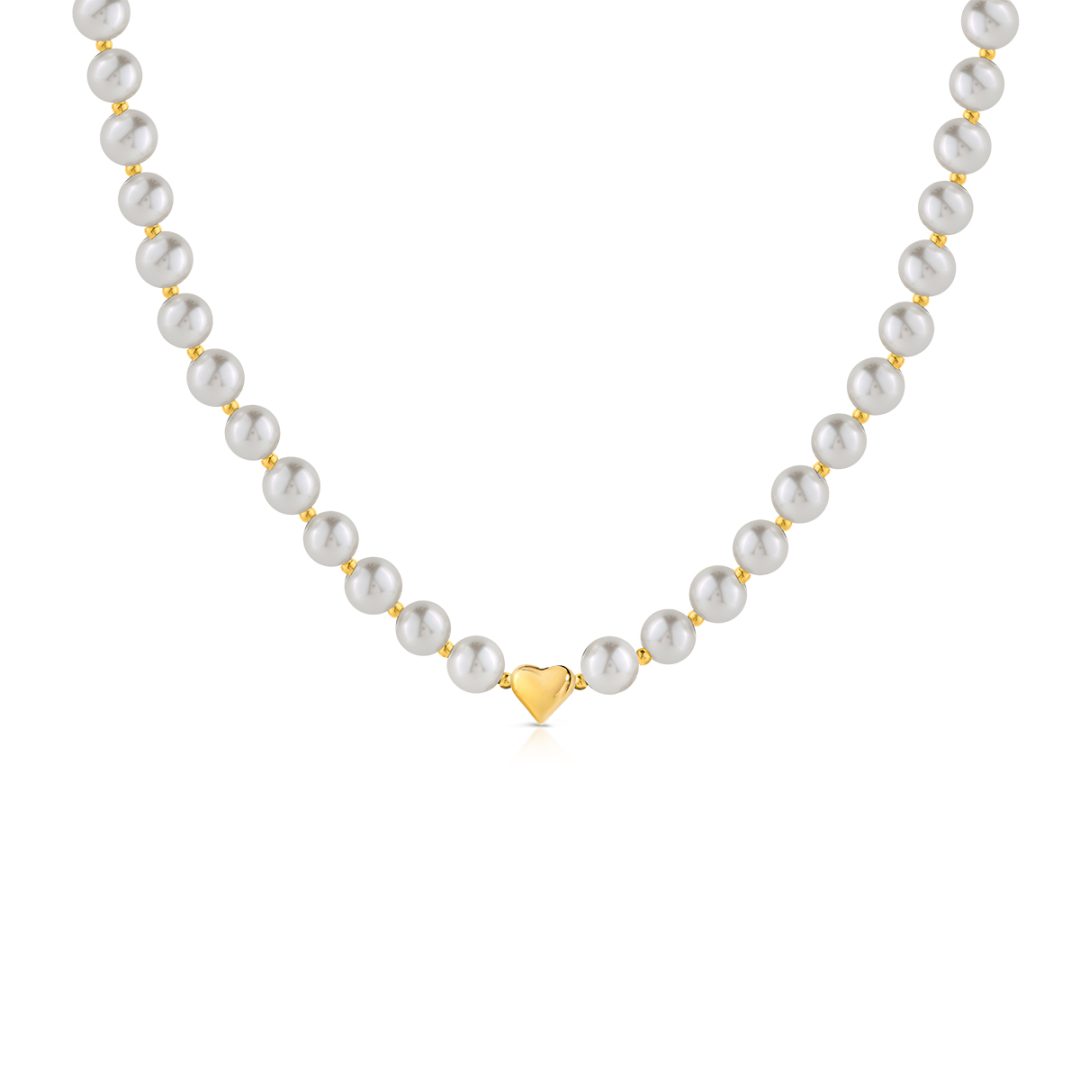 PURE PEARL collana perle bianche con pendente cuore piccolo - immagine 3