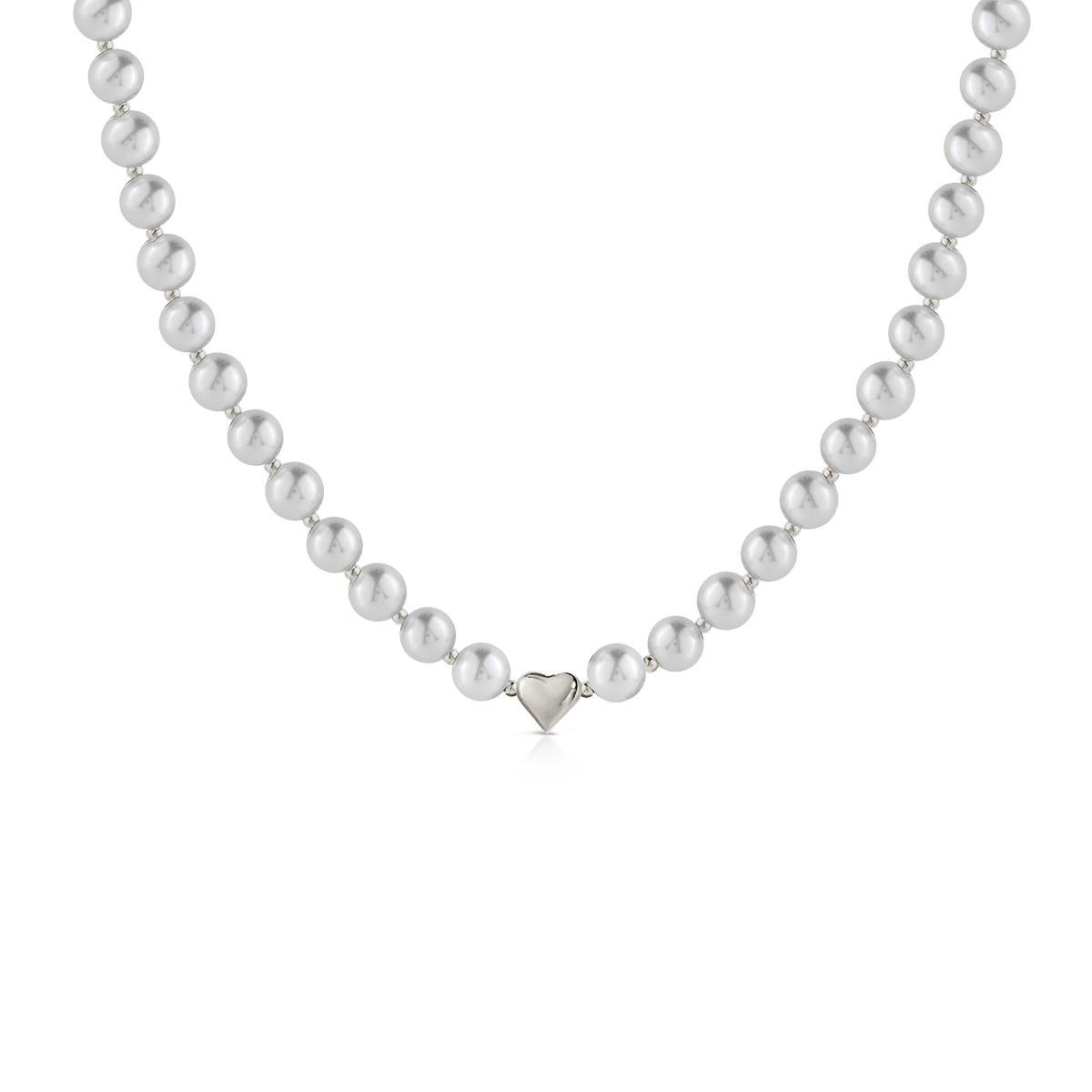 PURE PEARL white pearl necklace with pendant small heart