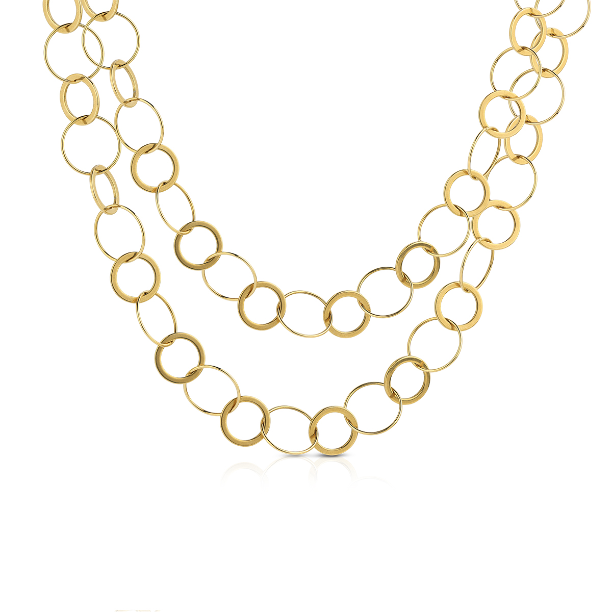 LINK chain necklace with circle links, 85+5 cm