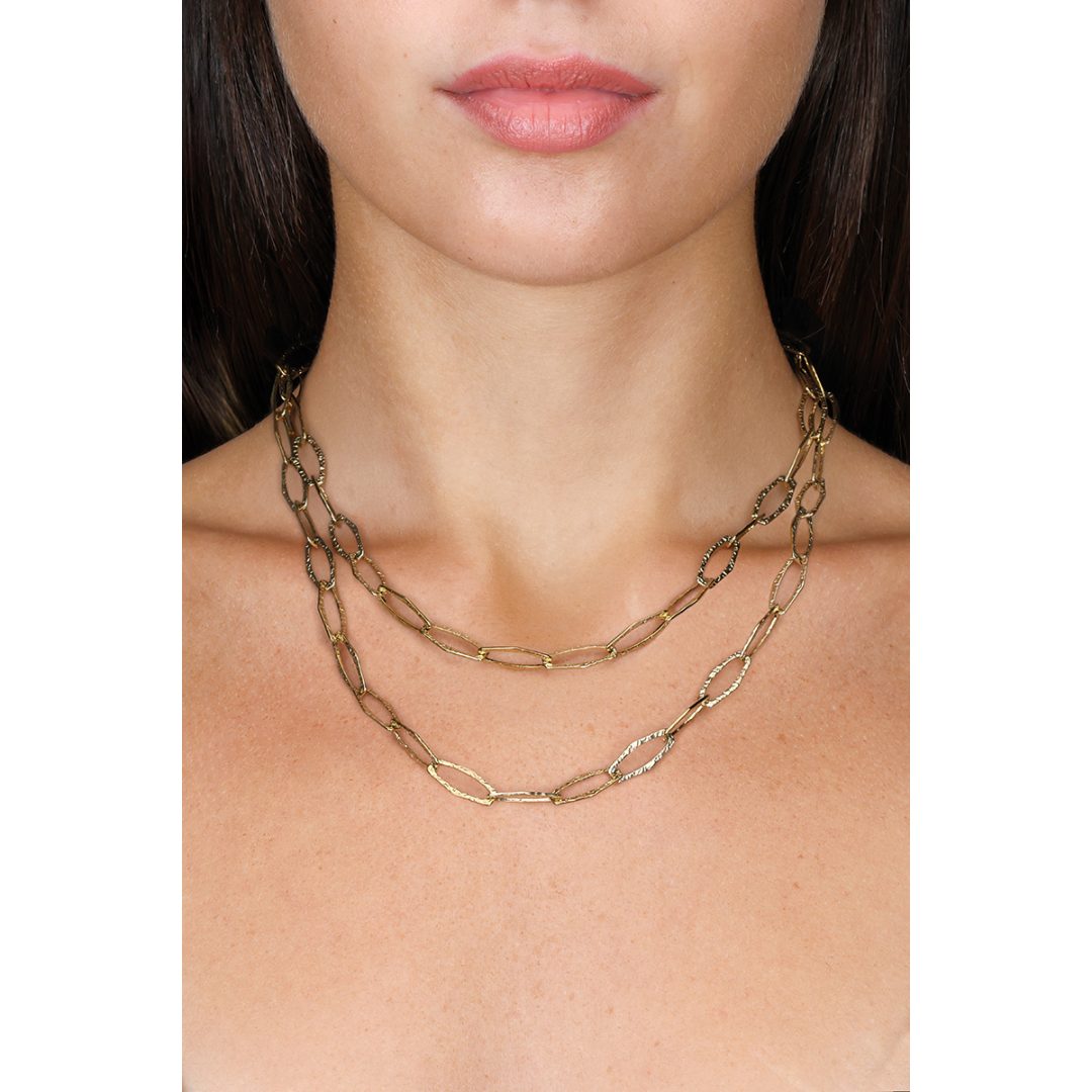 LINK collana catena link ovale martellata 85+5 cm - immagine 2