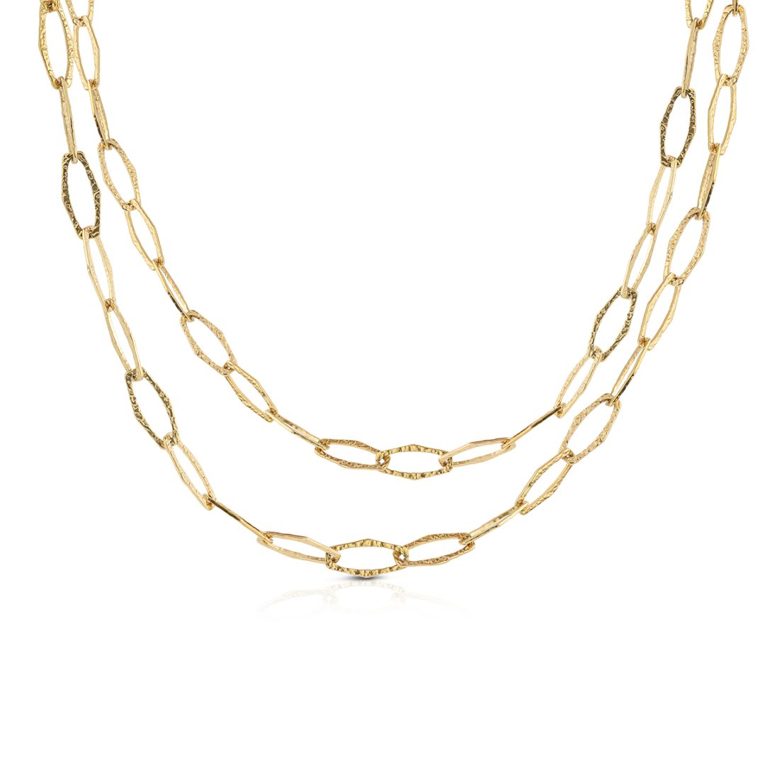 LINK collana catena link ovale martellata 85+5 cm