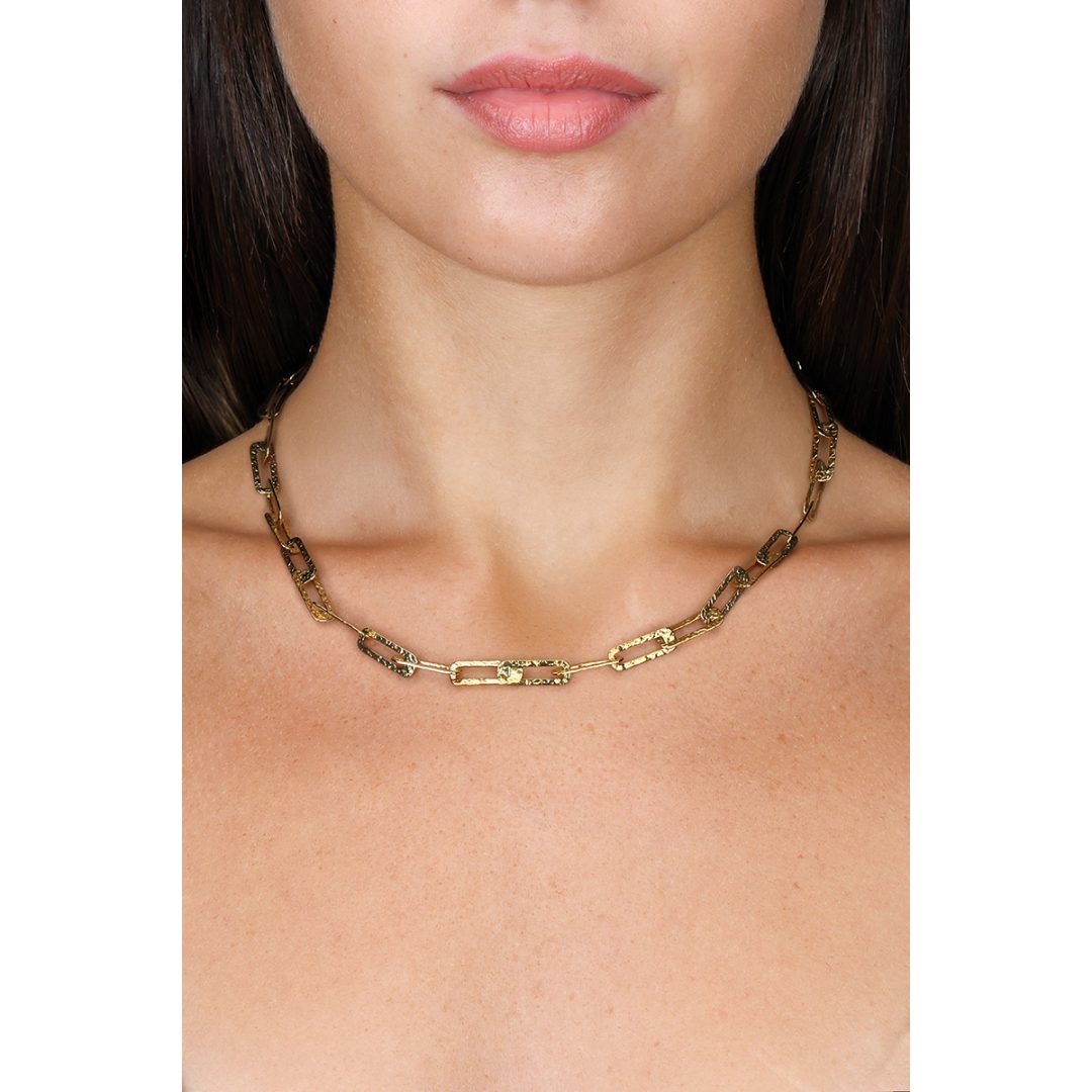 LINK collana catena forma rettangolare martellata - immagine 2