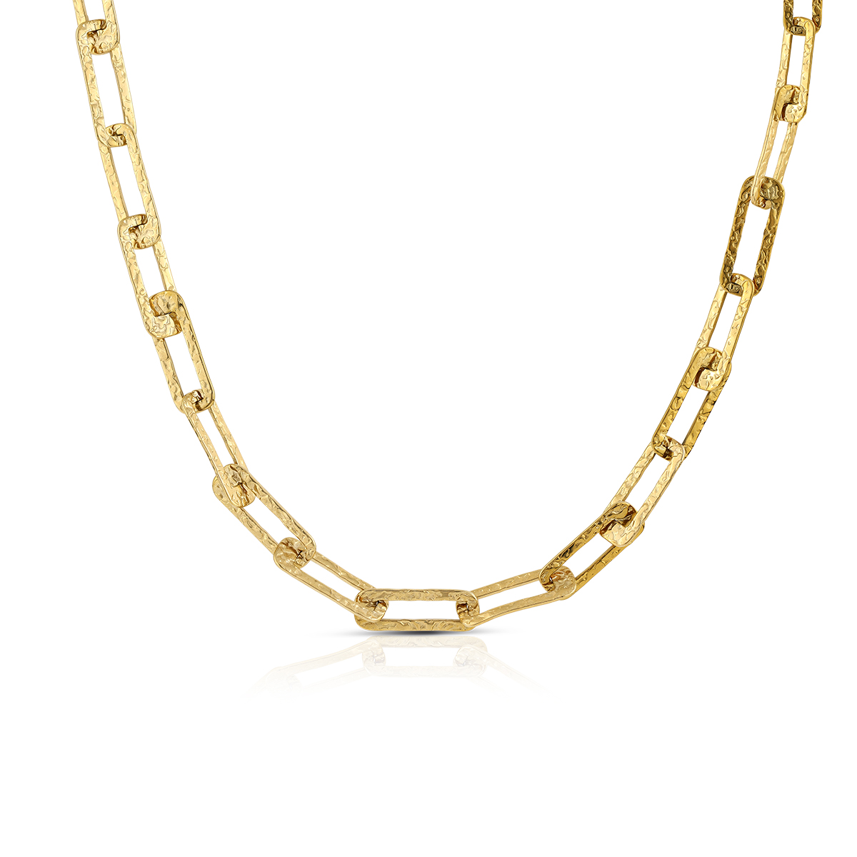 LINK Hammered rectangular chain necklace