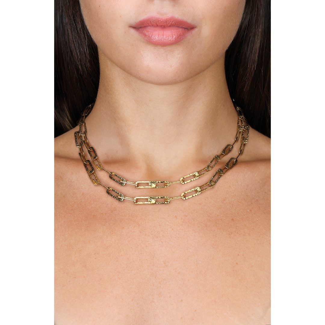 LINK collana catena link rettangolare martellata 85+5 cm - immagine 2