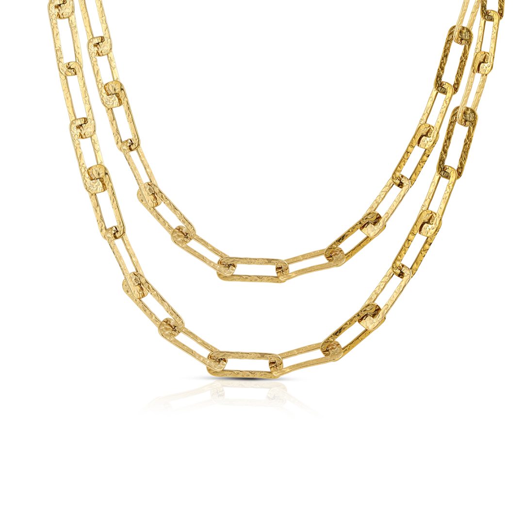 LINK collana catena link rettangolare martellata 85+5 cm