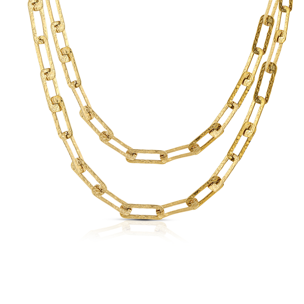 LINK hammered rectangular-link chain necklace, 85+5 cm