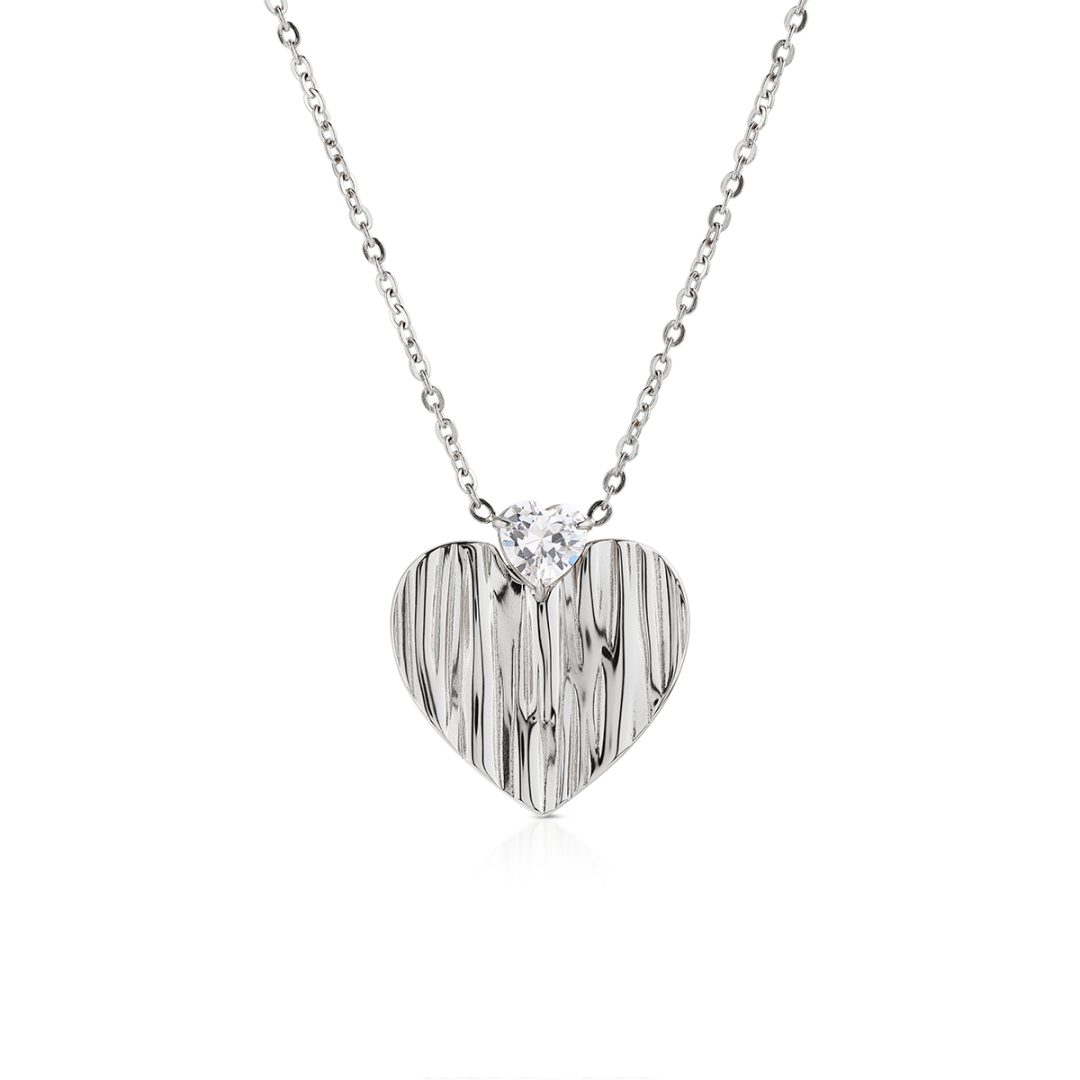 FLOW collana con pendente cuore grande e cristallo centrale - immagine 3