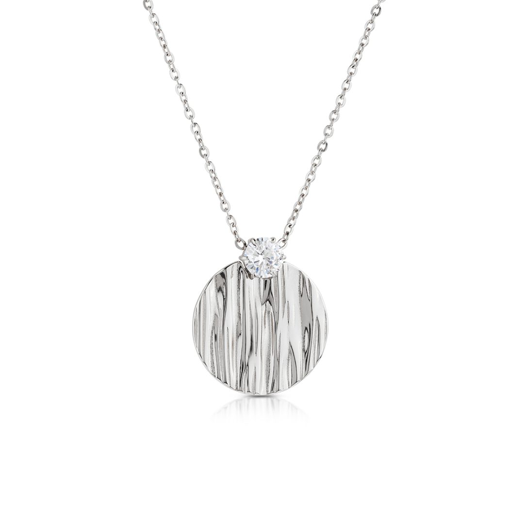 FLOW necklace with a large circle pendant and a central crystal - Image 3