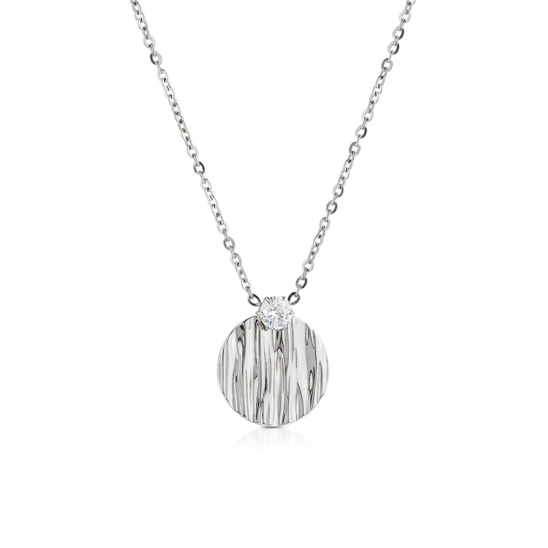 FLOW collana con pendente cerchio piccolo e cristallo centrale - immagine 3