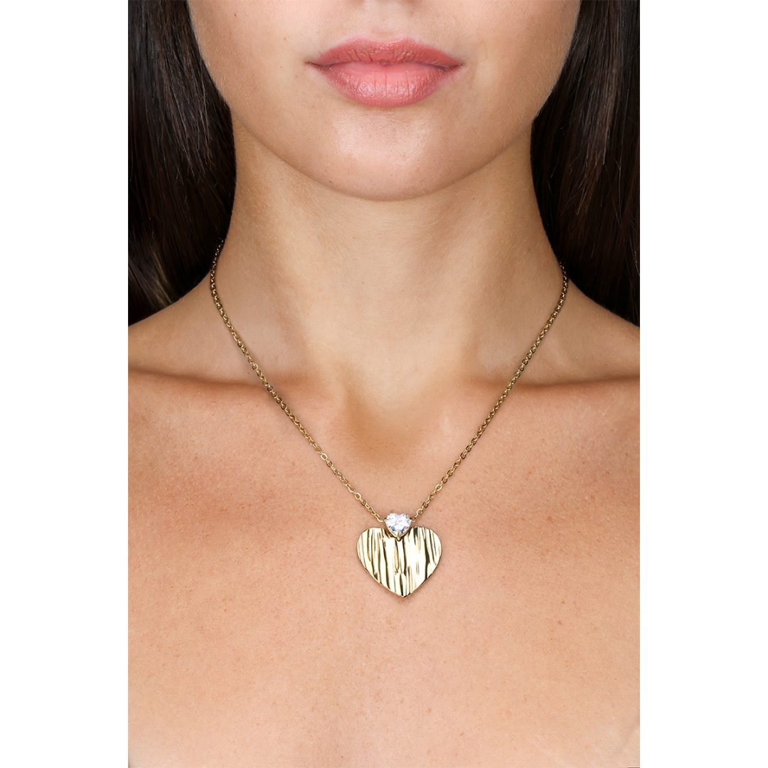 FLOW collana con pendente cuore grande e cristallo centrale - immagine 2