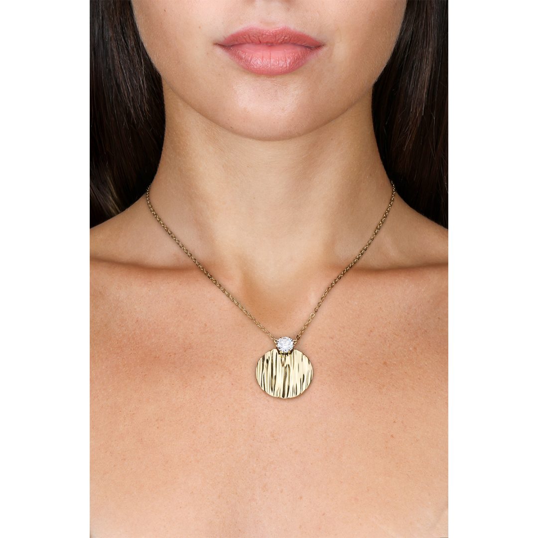 FLOW necklace with a large circle pendant and a central crystal - Image 2