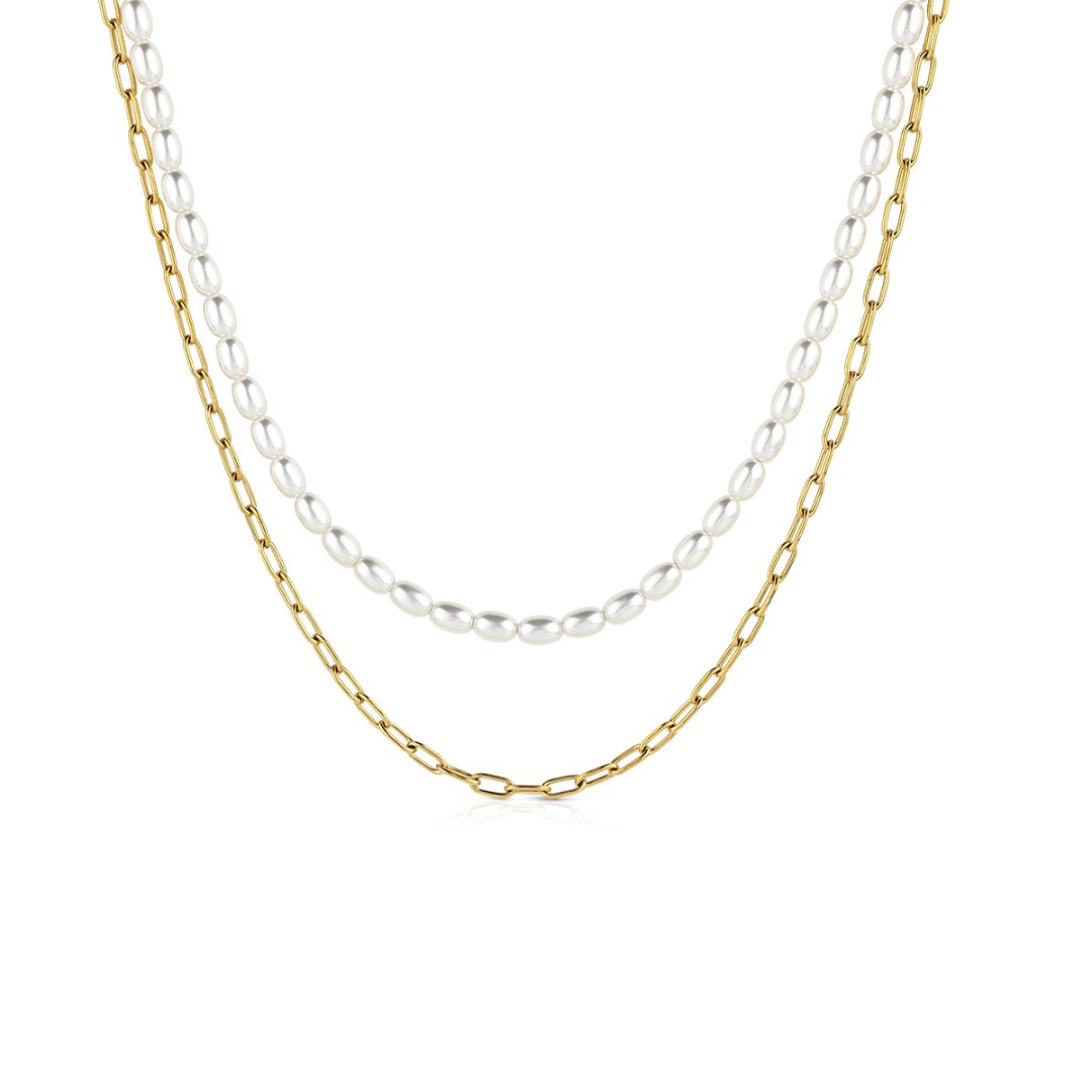 PURE PEARL collana perle bianche e catena