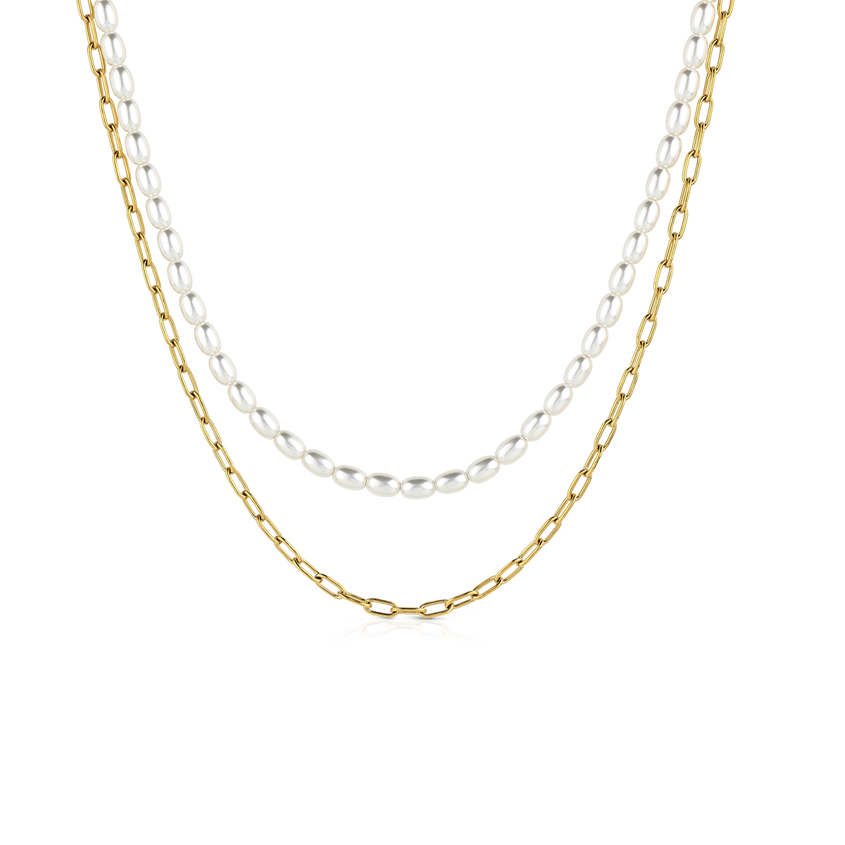 PURE PEARL collana perle bianche e catena