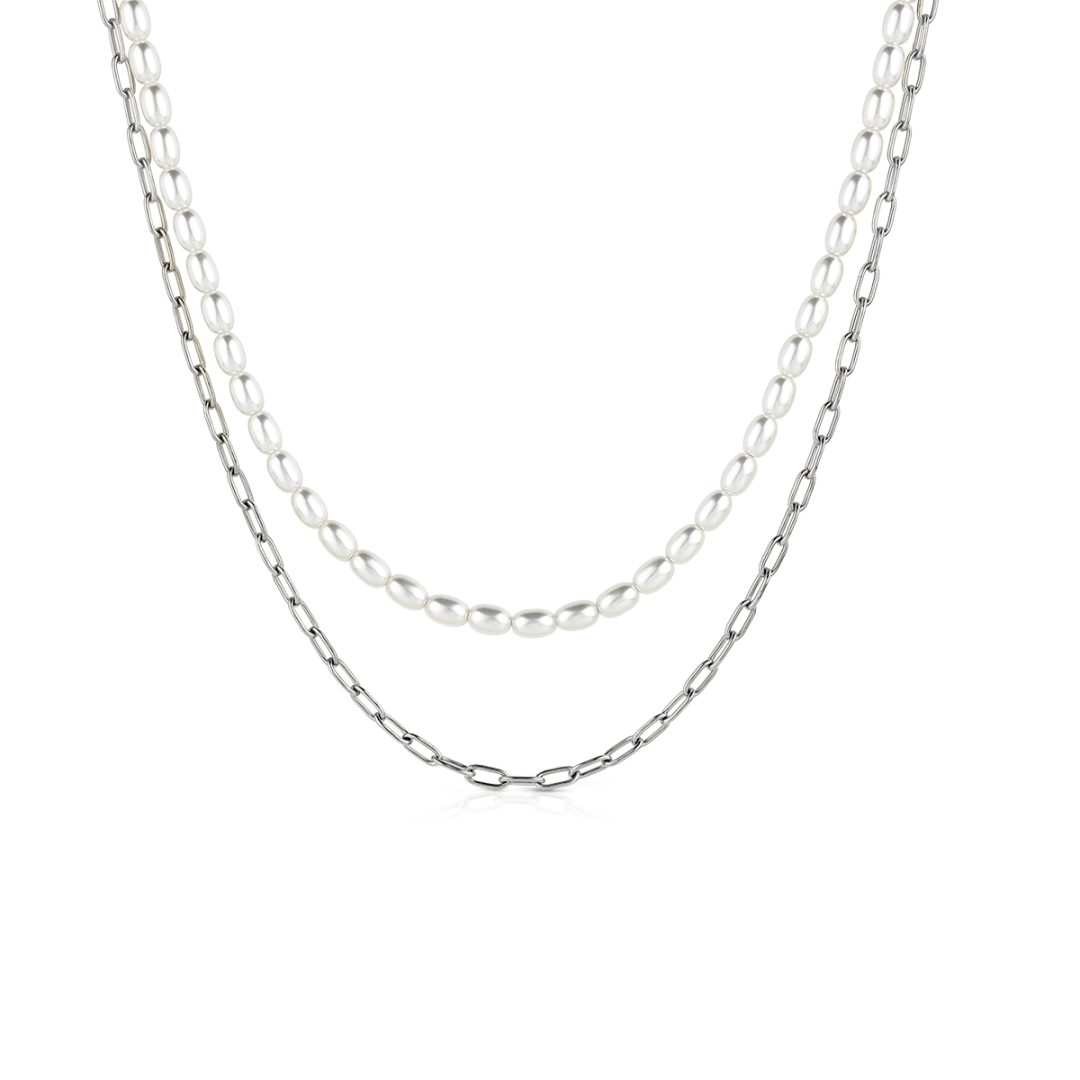 PURE PEARL collana perle bianche e catena - immagine 3