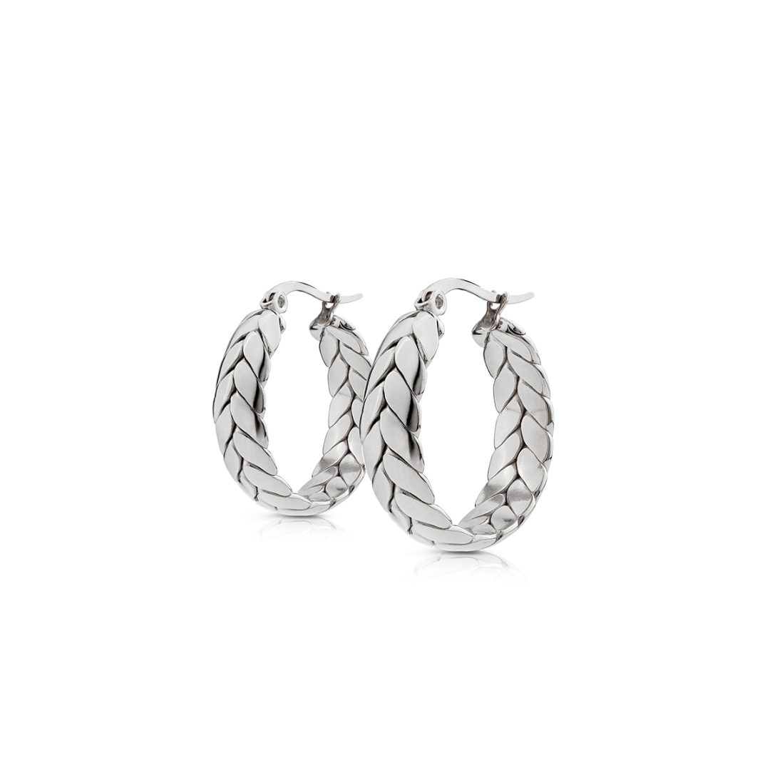 BOLD hoop earrings with laurel leaf pattern 2,5 cm - Image 3