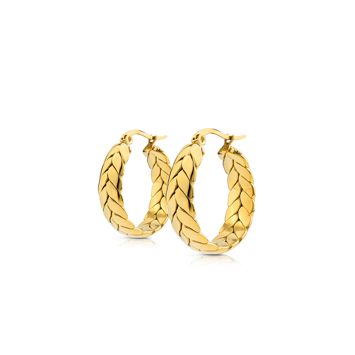 BOLD hoop earrings with laurel leaf pattern 2,5 cm