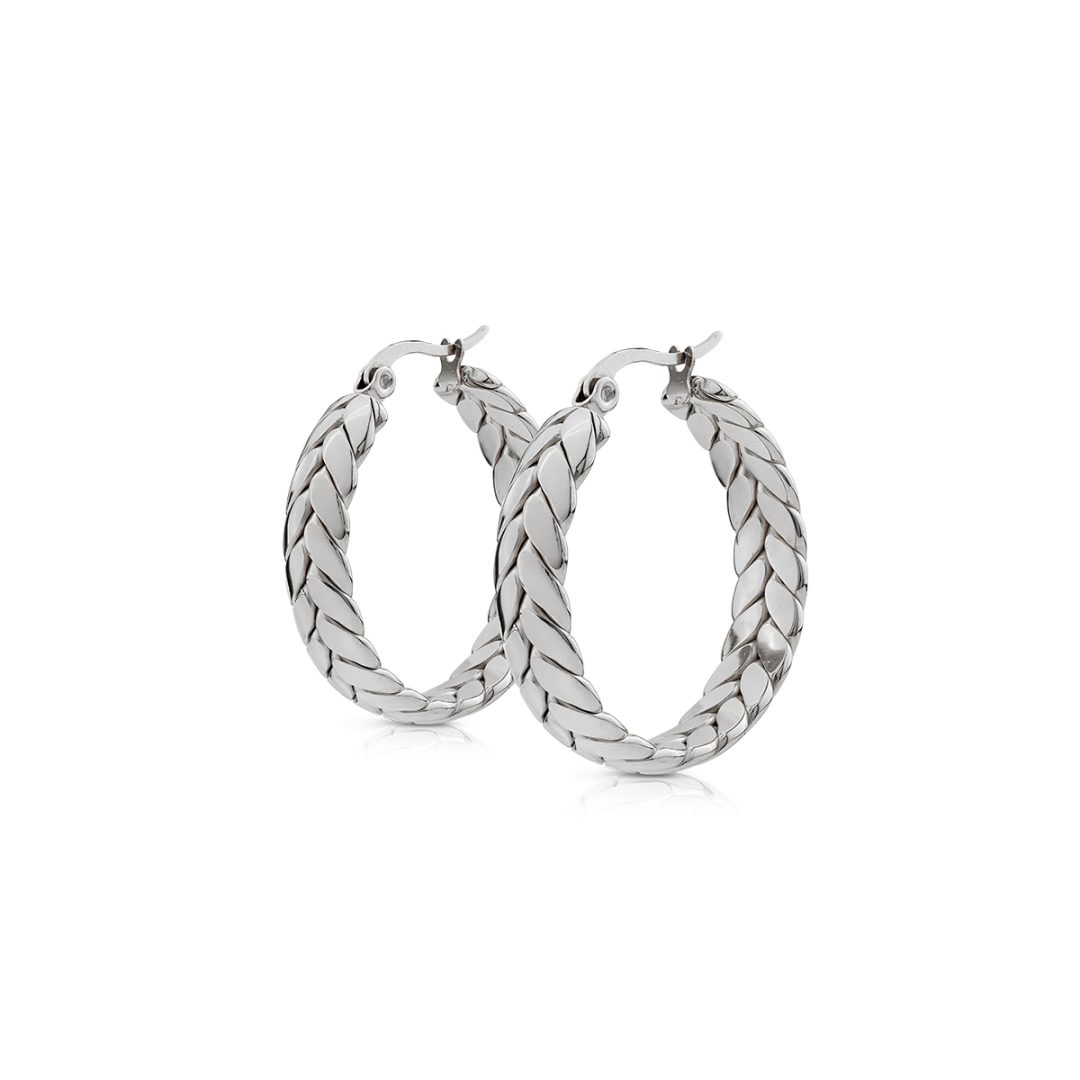 BOLD hoop earrings with laurel leaf pattern 3 cm - Image 3