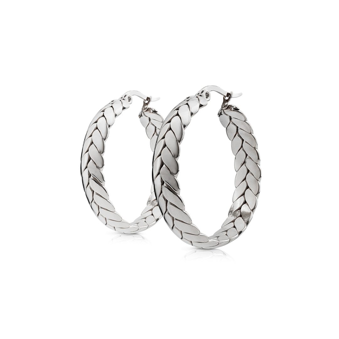 BOLD hoop earrings with laurel leaf pattern 3,5 cm - Image 3