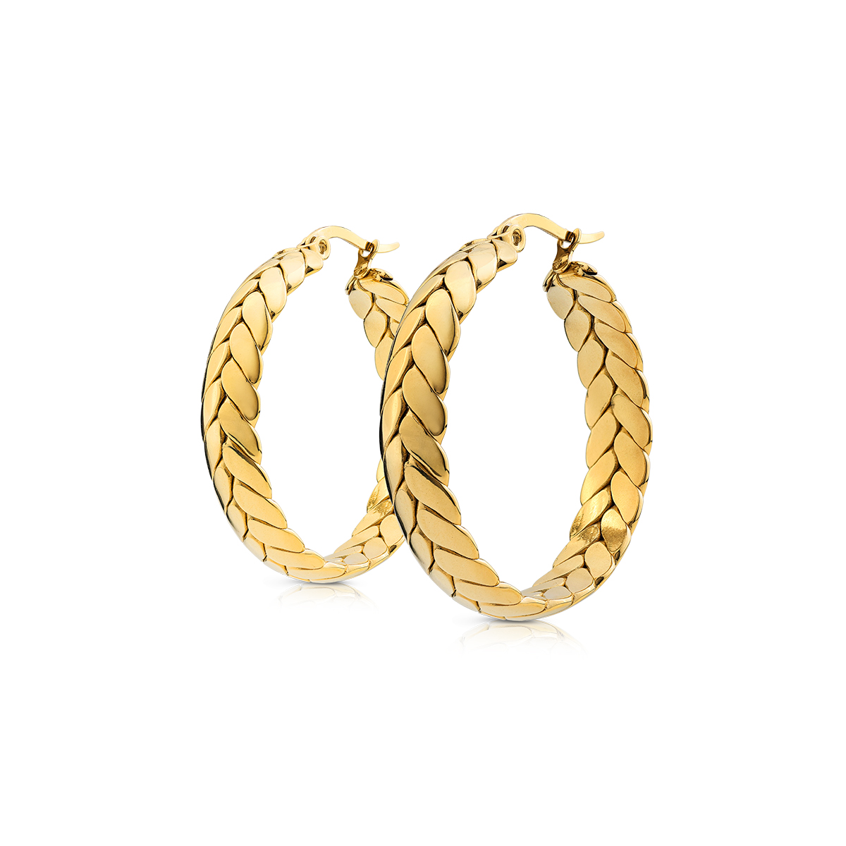 BOLD hoop earrings with laurel leaf pattern 3,5 cm