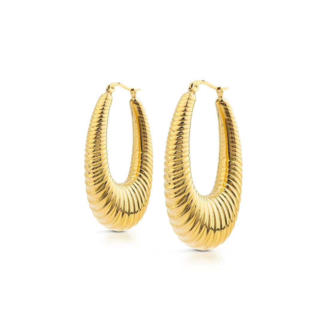 BOLD ribbed domed oval earrings