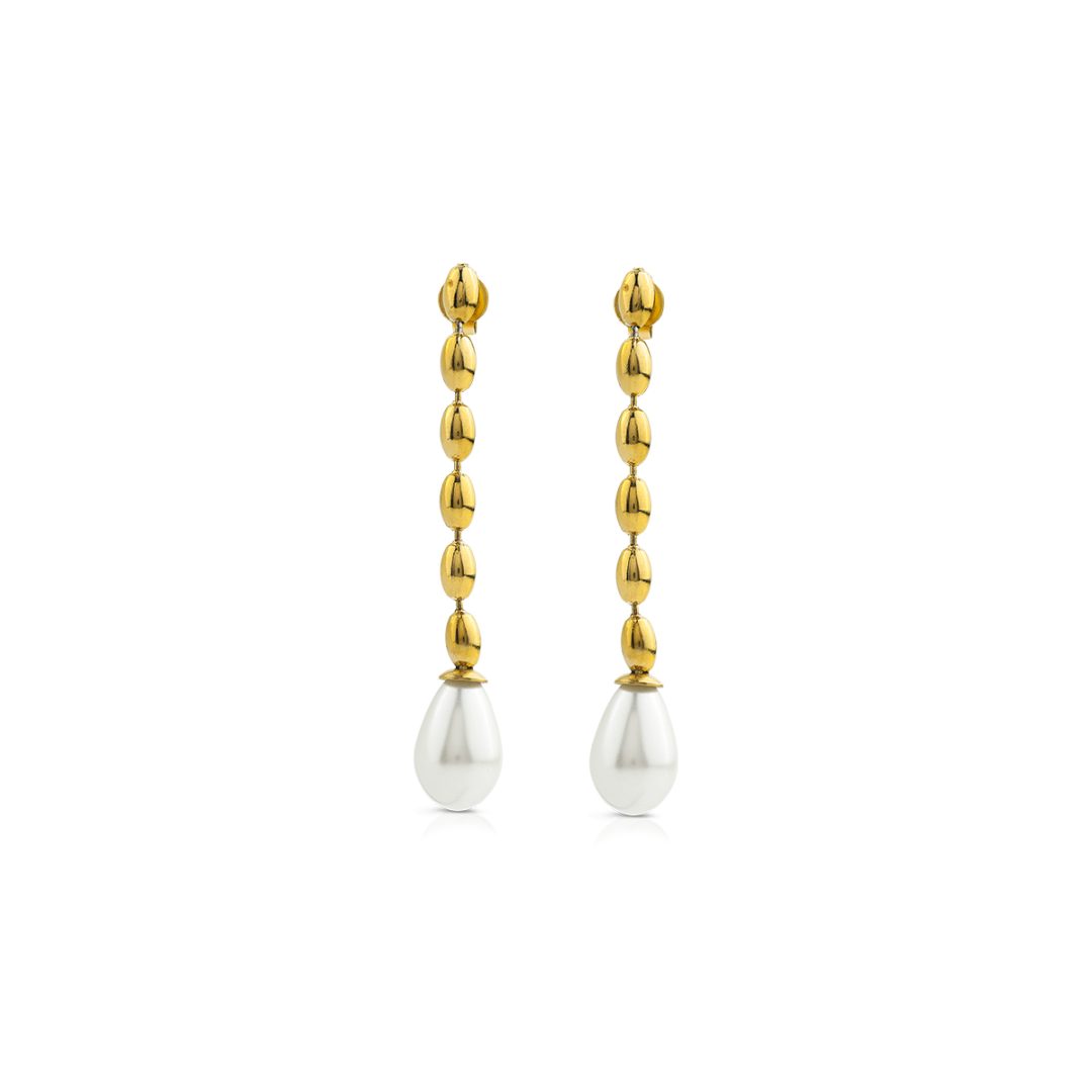 PURE PEARL chain and pearl pendant earrings