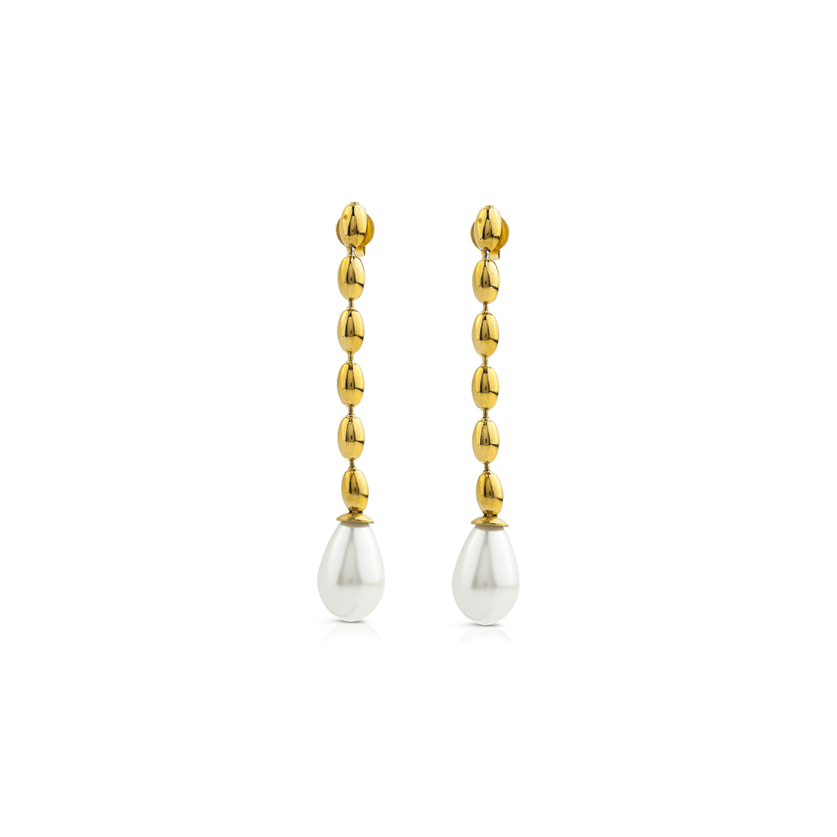 PURE PEARL chain and pearl pendant earrings